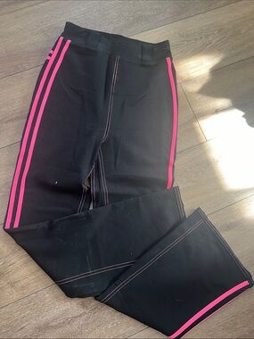 I Am Gia Black Flared Pants with Pink Stripe Detail